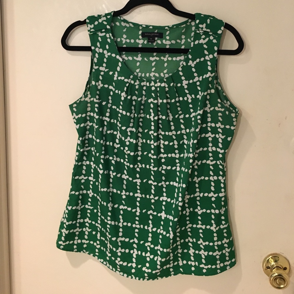 Banana Republic green and white blouse