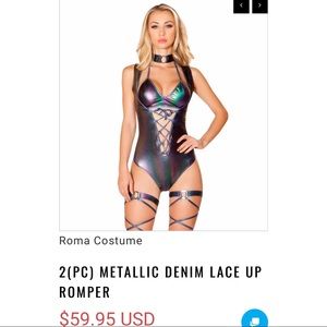 2 Pc. Bodysuit with a metallic denim finish