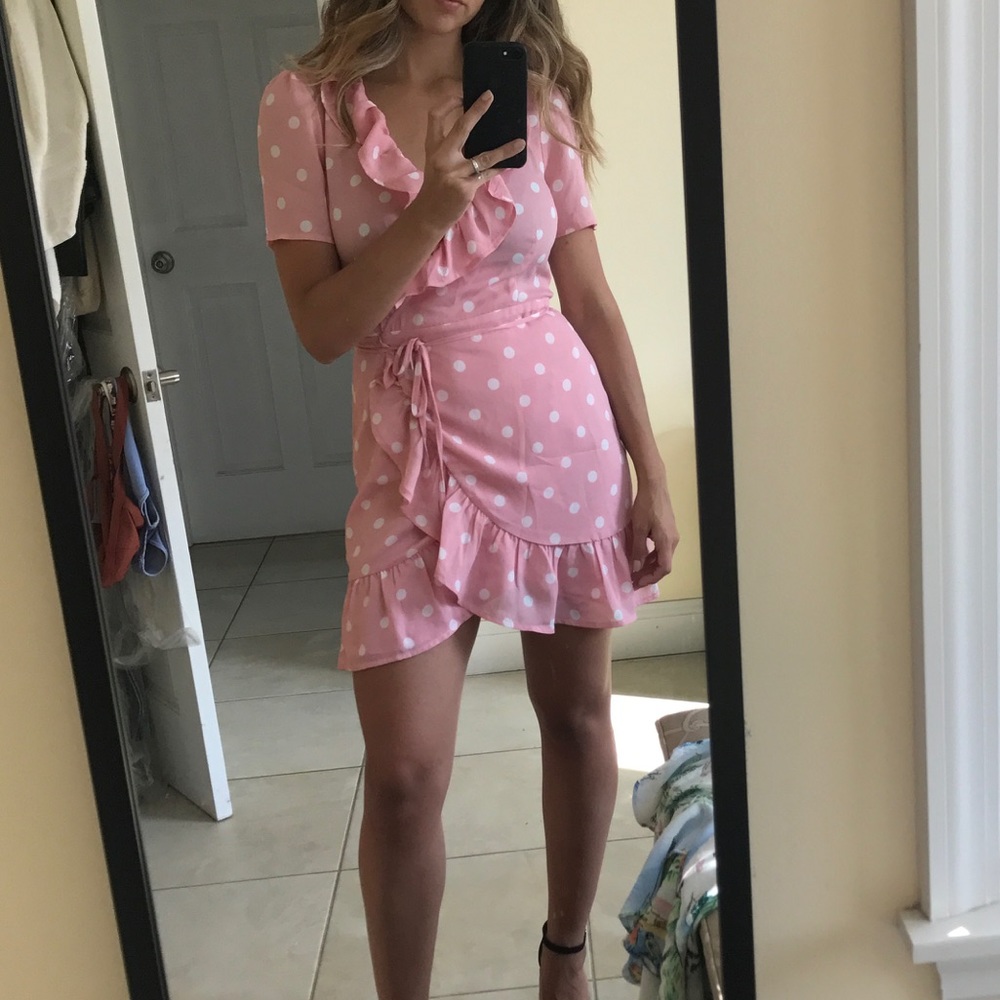 Pink wrap dress size S