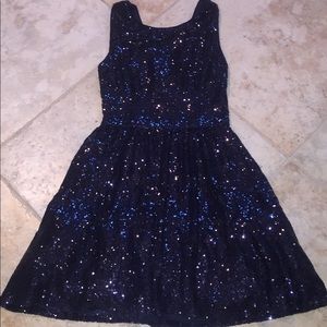 B Darlin Navy Sequin Cocktail Dress