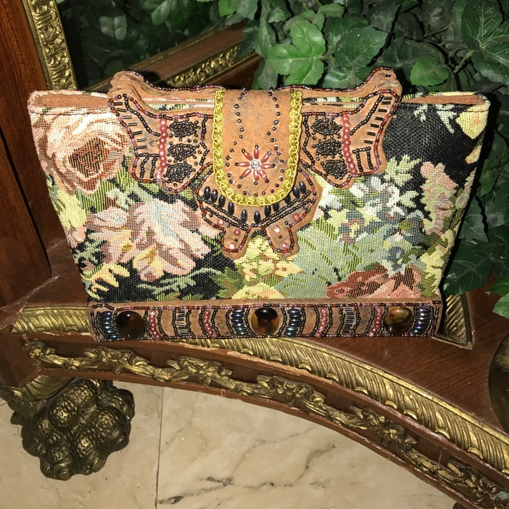 Exotic Unique Embroidered and Beaded Clutch RARE