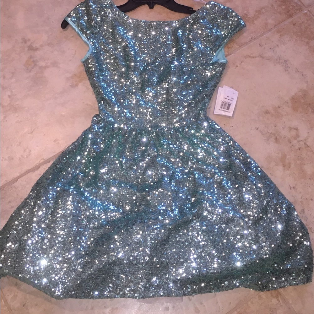 NWT B Darlin Turquoise Sequin Dress