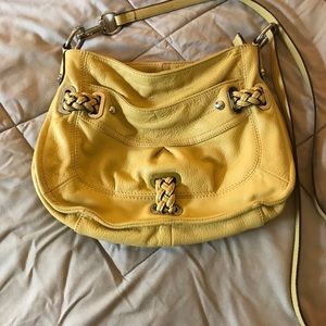 B Makowsky leather cross body in yellow