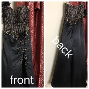 Black and gold evening dress