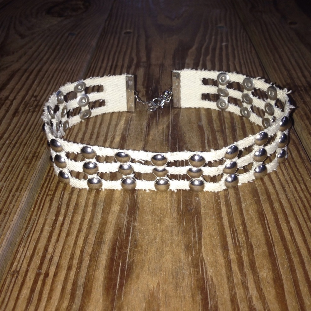 White studded choker
