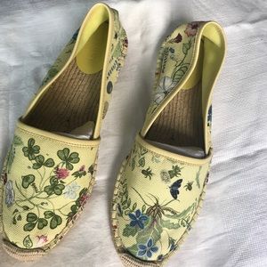 Gucci Light Yellow flora Print Knight Espadrilles