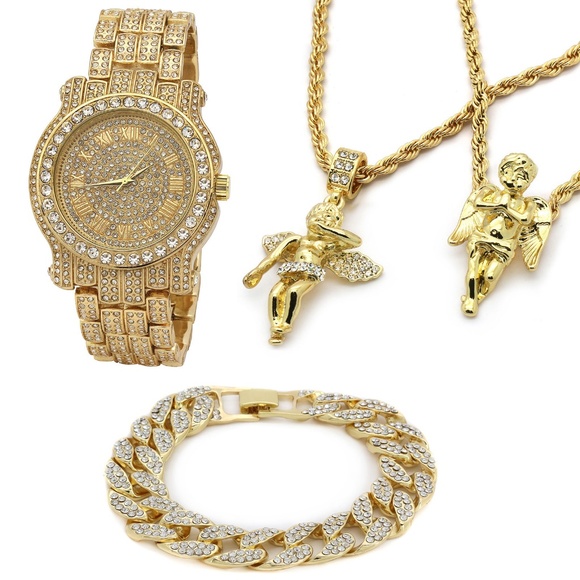 Angel & Cz 2pcs Bundle Fully Cz Watch & Bracelet