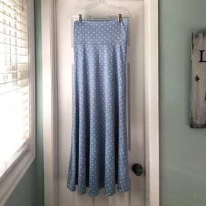 LuLaRoe Maxi Skirt, Light Blue Denim Polka Dot