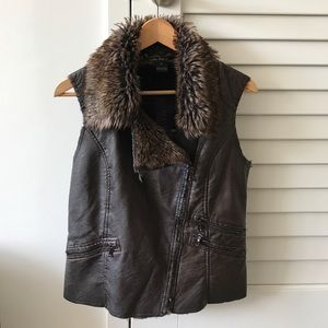 Faux leather/fur vest