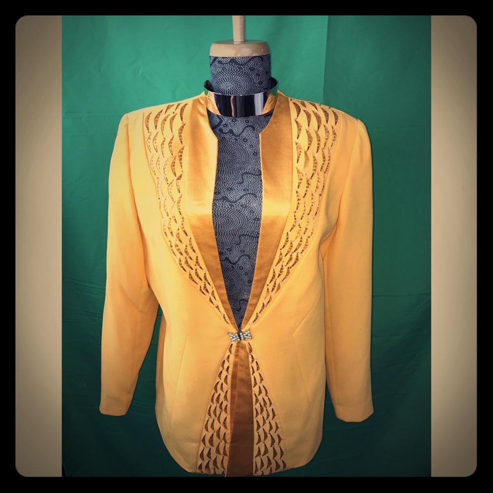 Vintage Yellow Embroidered Blazer XL