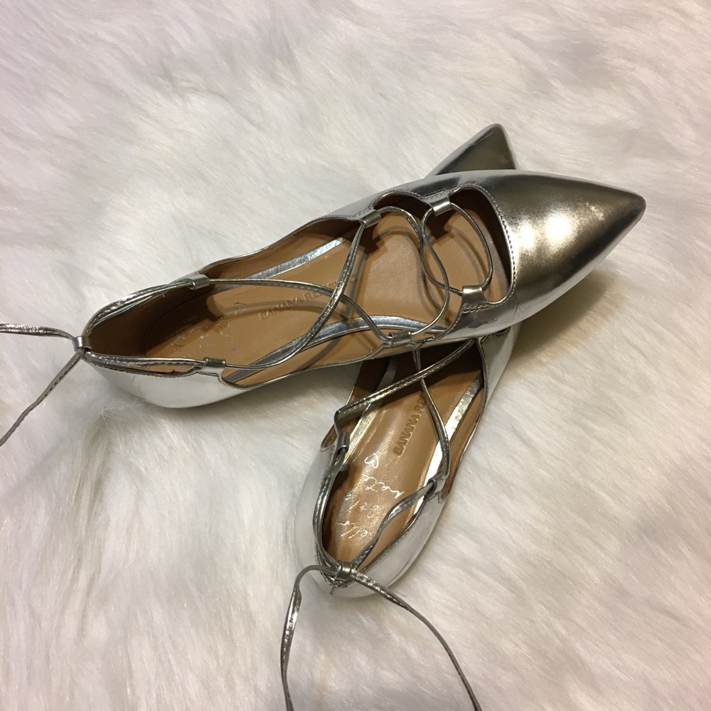 Banana Republic Allie Flats Silver Lace Up
