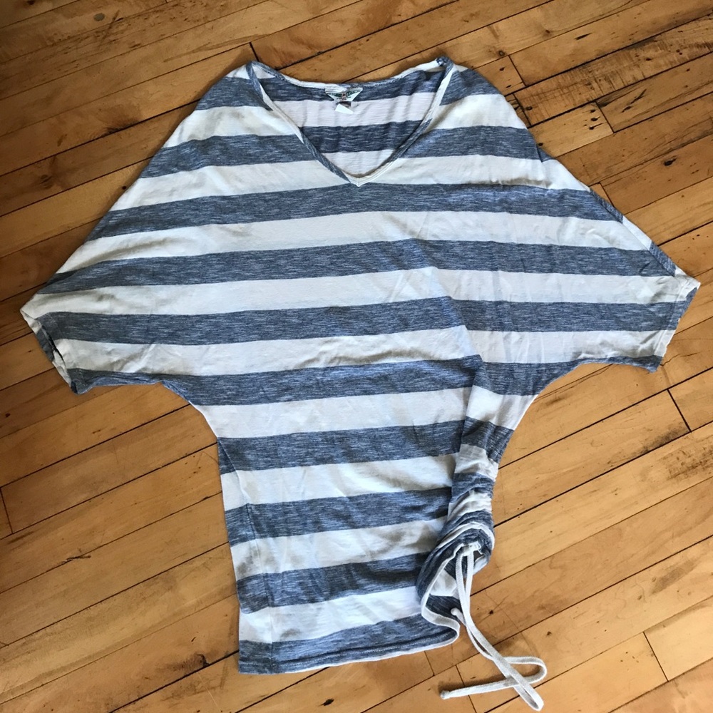 Hard Tail oversized striped v neck shirt