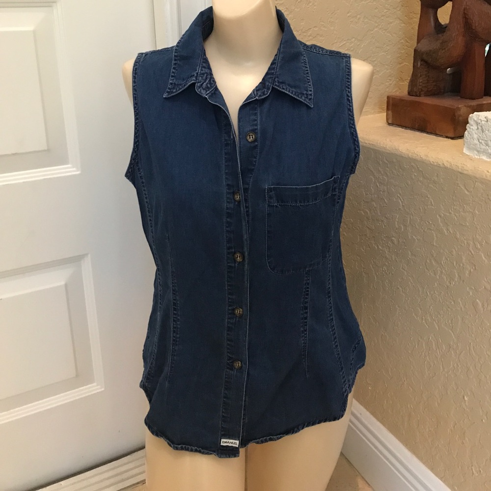 Emmanuel Ungaro stunning sleeveless denim top Excellent quality