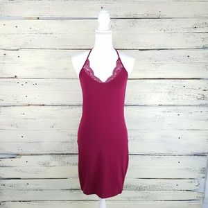 Express Maroon Bodycon Cami Dress Lace Sz Small
