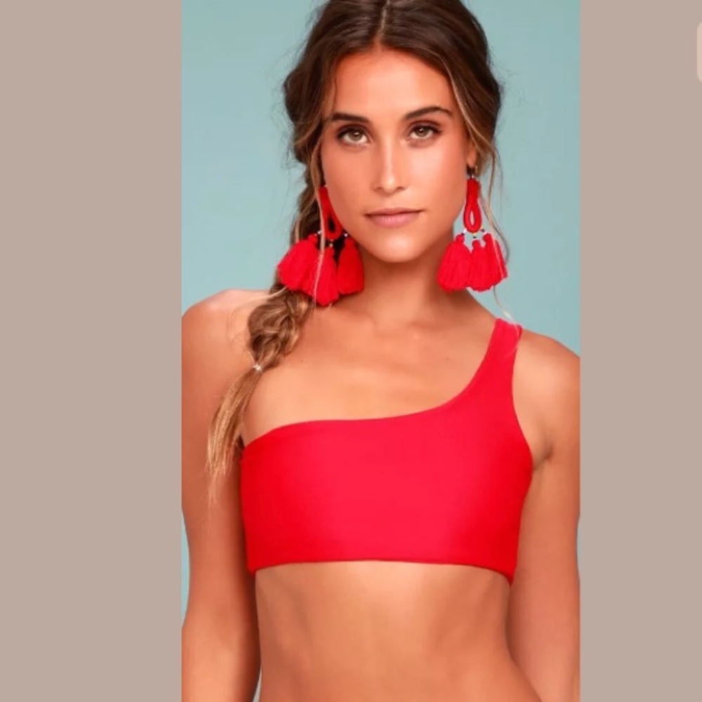 KAOHS SWIM BECKY RED ONE SHOULDER BIKINI TOP XS