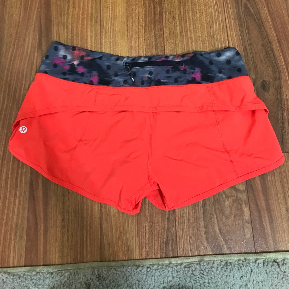 Lulu Lemon speed short in red orange
