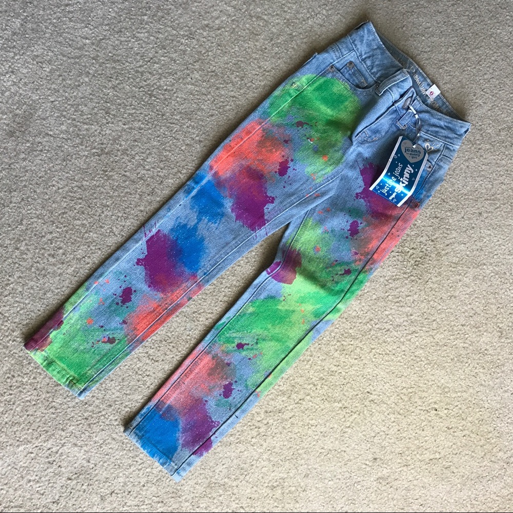Girls paint splat jeans