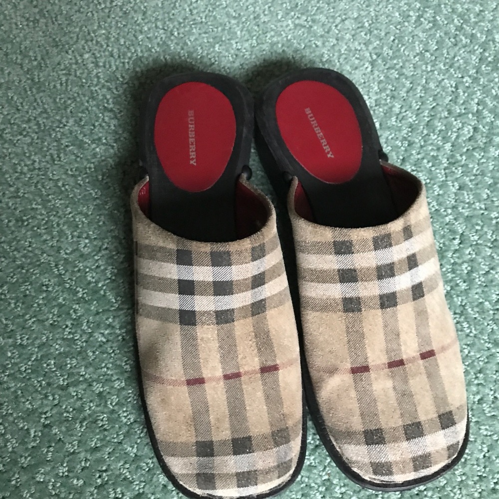 Authentic Burberry, leather nova mules.