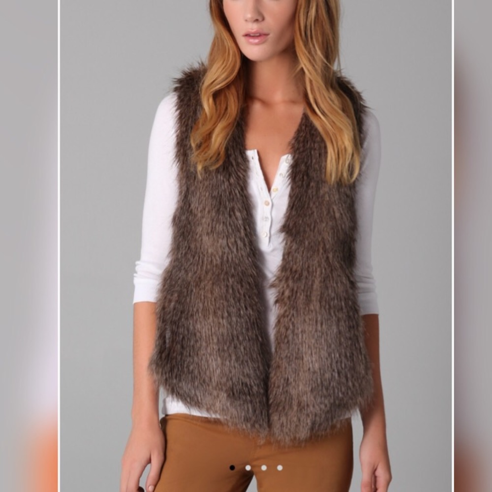 Ella Moss Faux Fur Vest with Crochet Back XS/ S