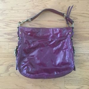 Coach "Zoe" Bag in Plum Patent Leather