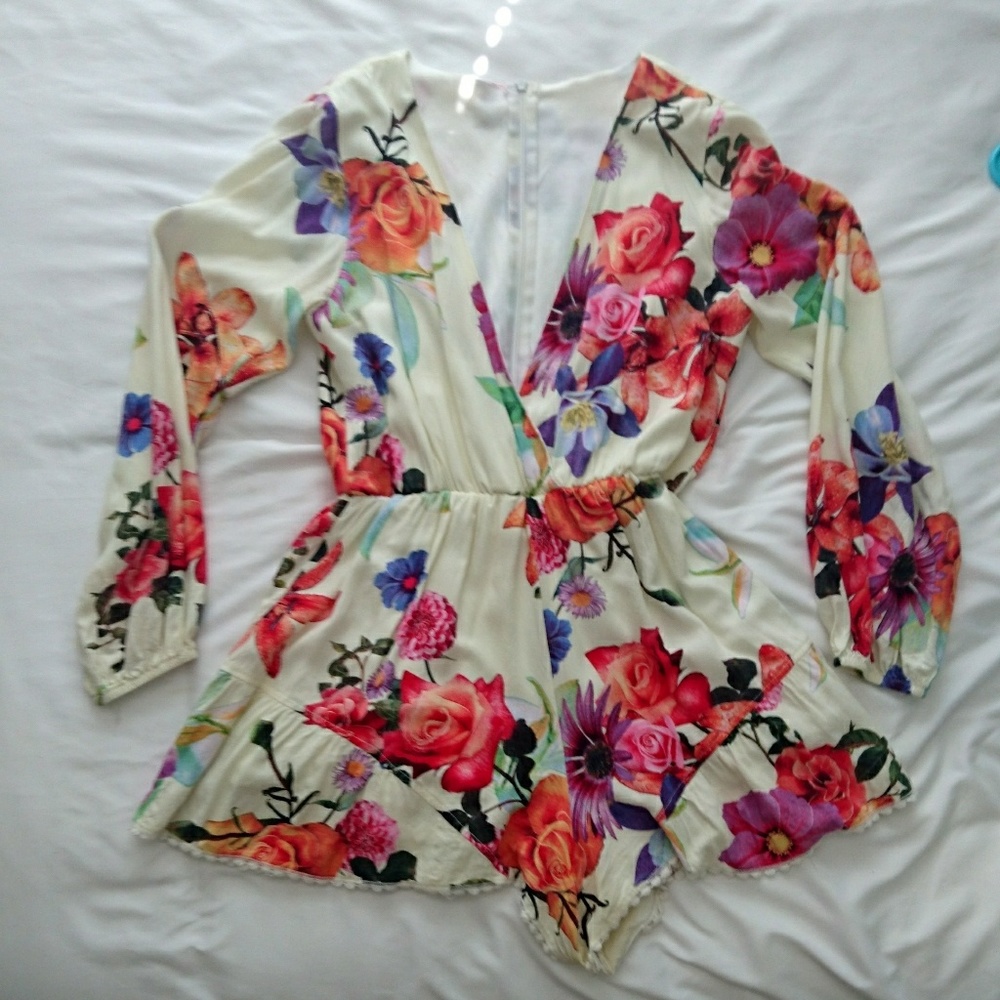 Bright Floral Long Sleeve Romper