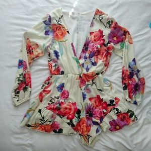 Bright Floral Long Sleeve Romper