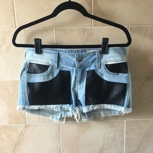 Siwy denim and leather shorts