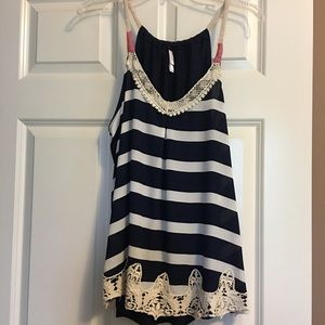 Xhilaration navy striped tank top