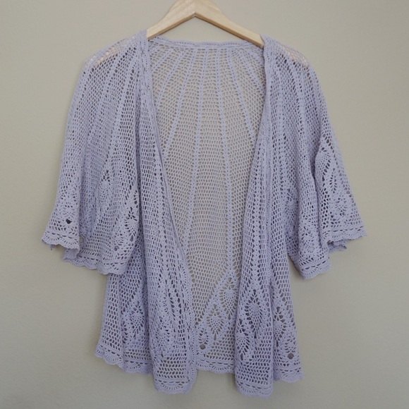 Vintage 70s Lavender Crochet Top - Picture 1 of 5