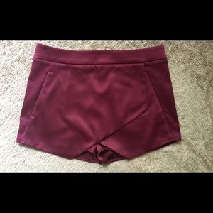 Maroon satin short/skirt