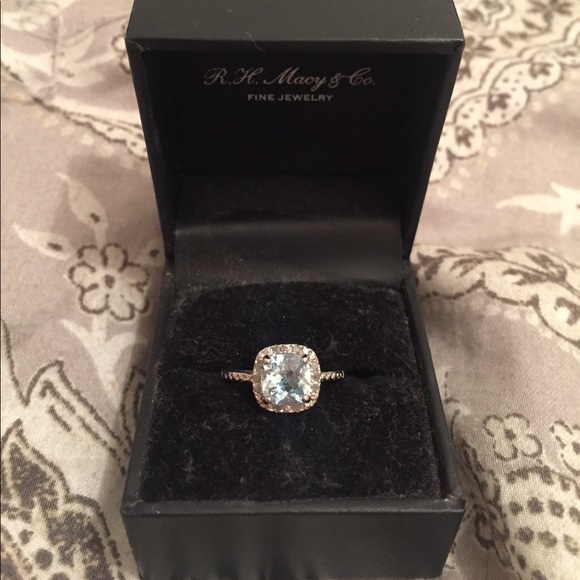 Blue topaz halo ring - Picture 1 of 2