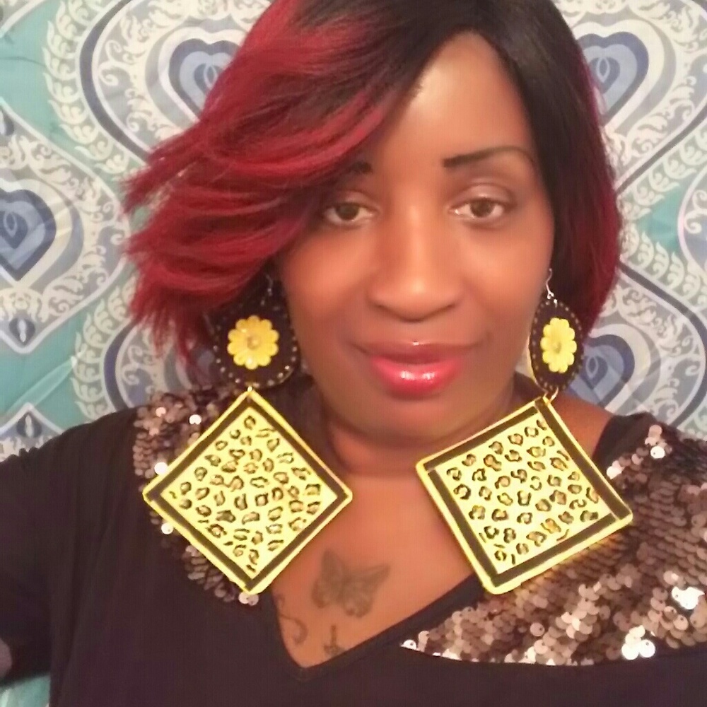 Yellow leopard print show stopper earrings