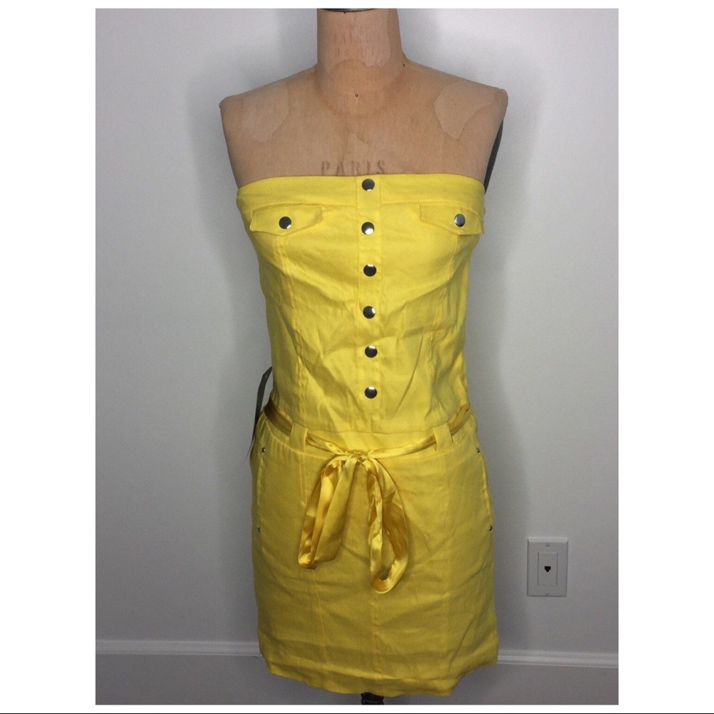 Bebe Yellow strapless dress