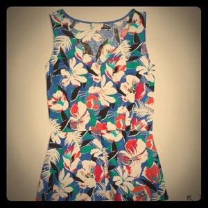 J. Crew Printed linen-cotton Peplum Tank Top