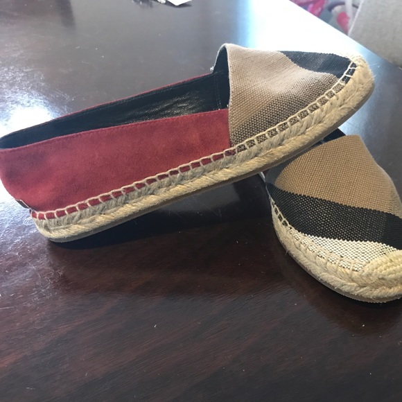 Burberry Check Canvas Suede Espadrille Flat - Picture 2 of 4