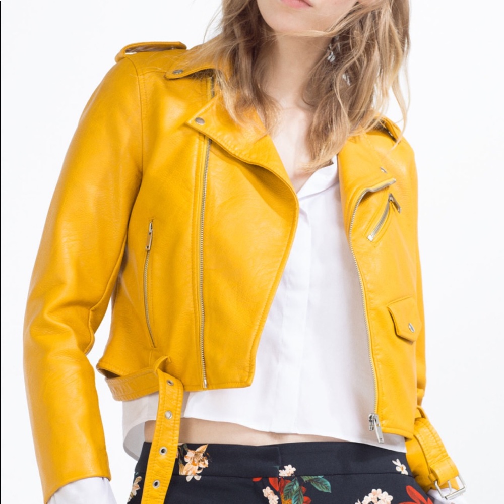Zara yellow biker jacket.