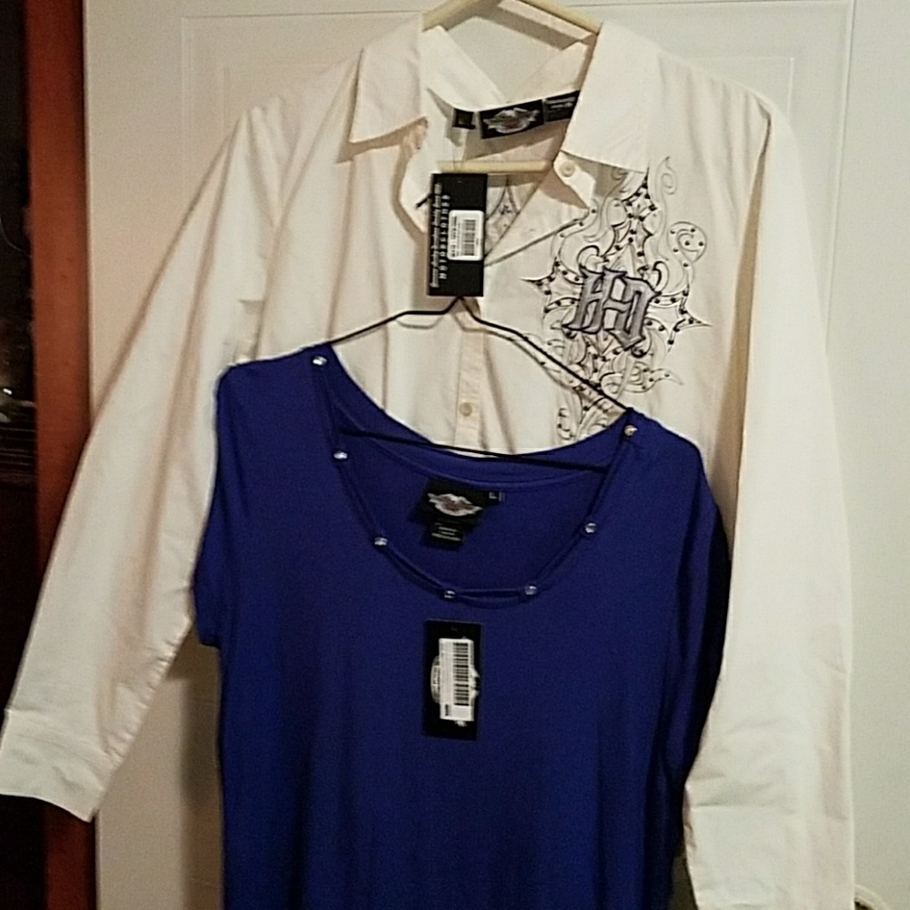 SOLD Harley Davidson size L button up n tee