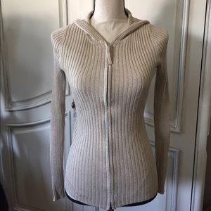 Ribbed Knit Hoodie Top