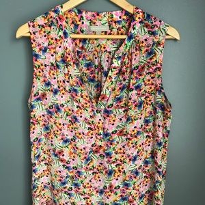 Silk Banana Republic Sleeveless Floral Blouse