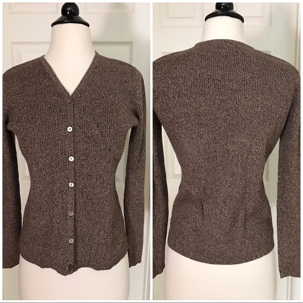 Petite Sophisticate Cardigan Sweater Brown Mocha