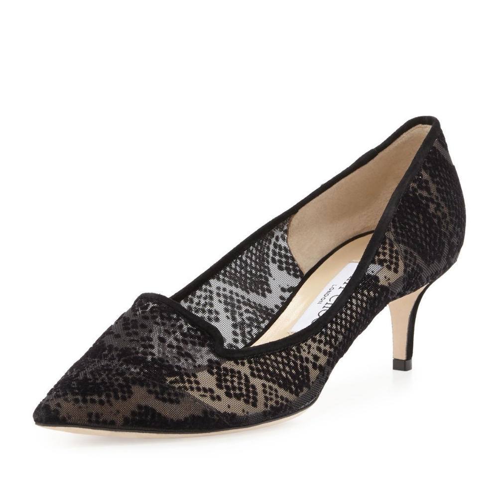 Jimmy choo Allure Flocked Snake-print Loafer Pump