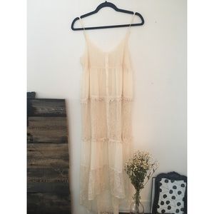Coco +Jameson cream lace sheer dress/throw over