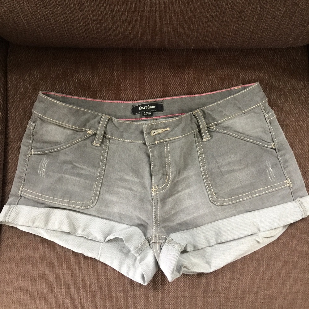 Grey denim shorts