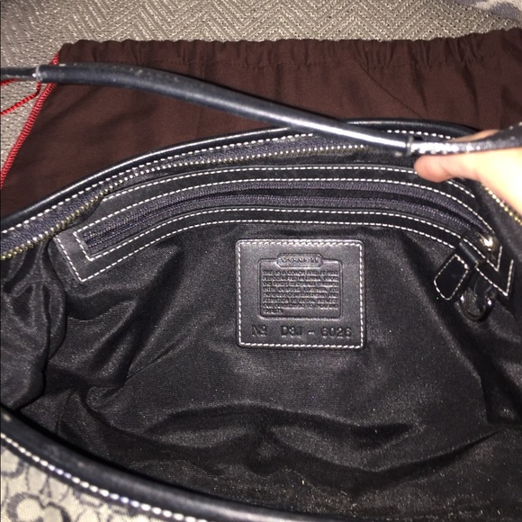 Coach Hobo Bag w/ Black Leather, Classic C Pattern - Picture 2 of 6