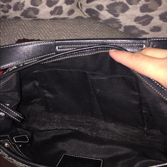 Coach Hobo Bag w/ Black Leather, Classic C Pattern - Picture 3 of 6