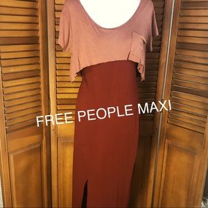 FREE PEOPLE MAXI UNIQUE BOTTOM SLIT/TSHIRT TOP