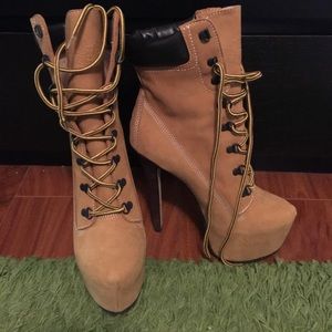 Brown platform boots