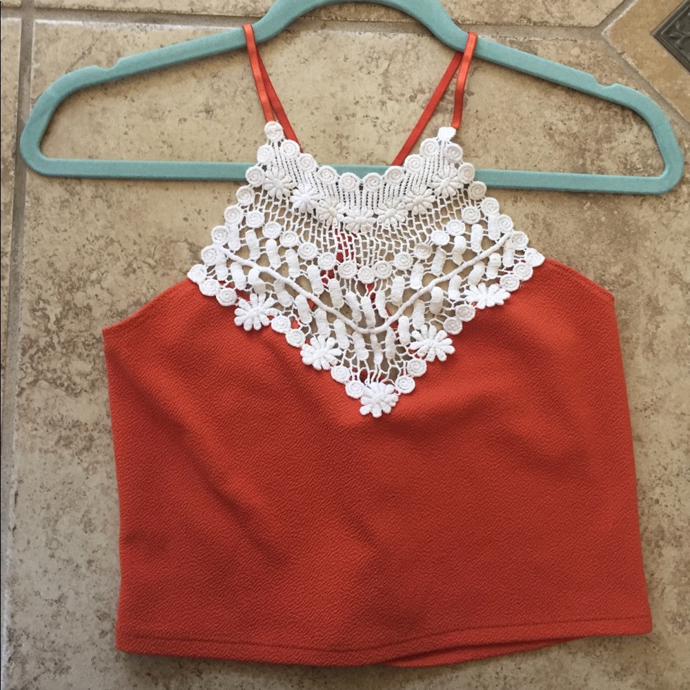 Orange crochet crop top