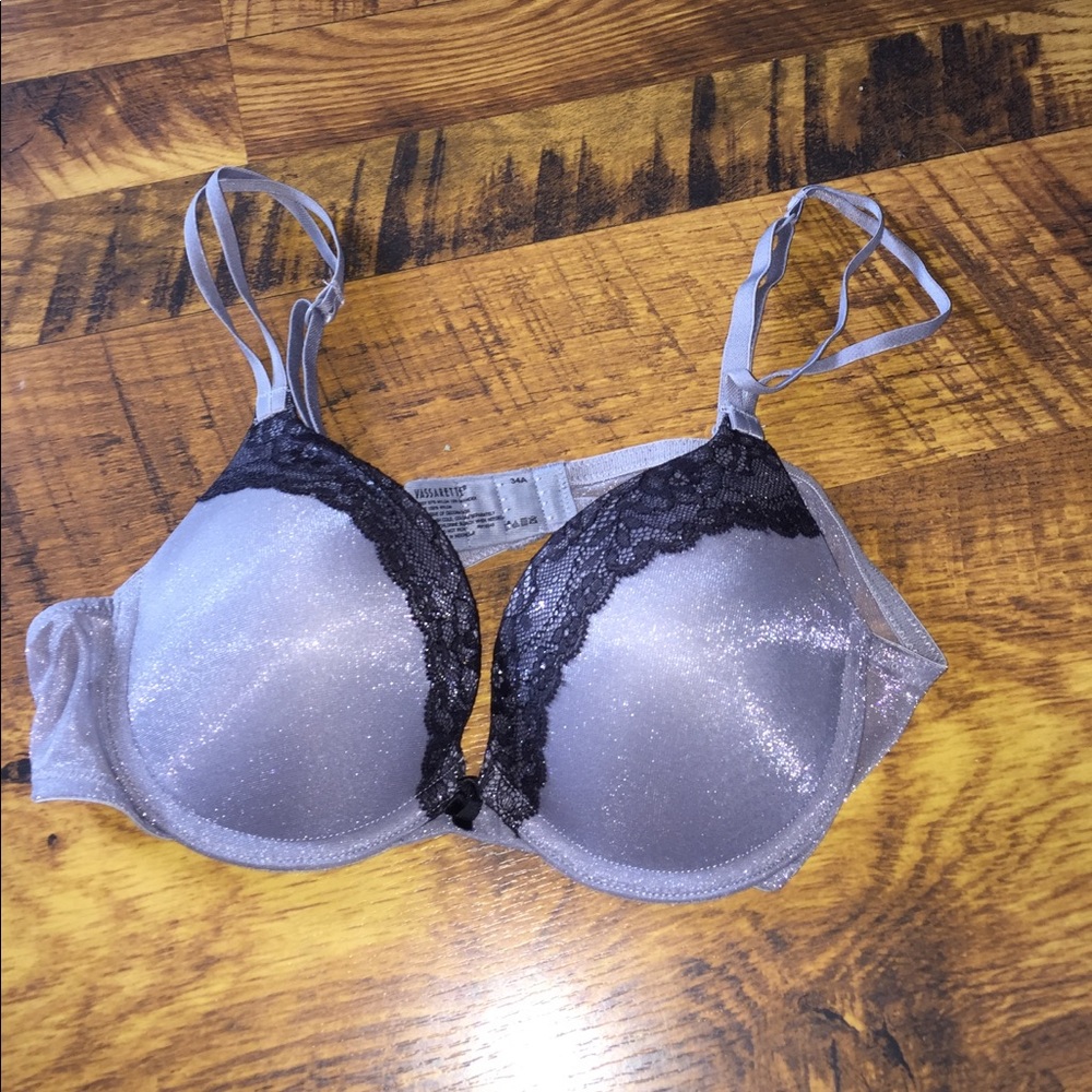 Gray with Black Lace Bra