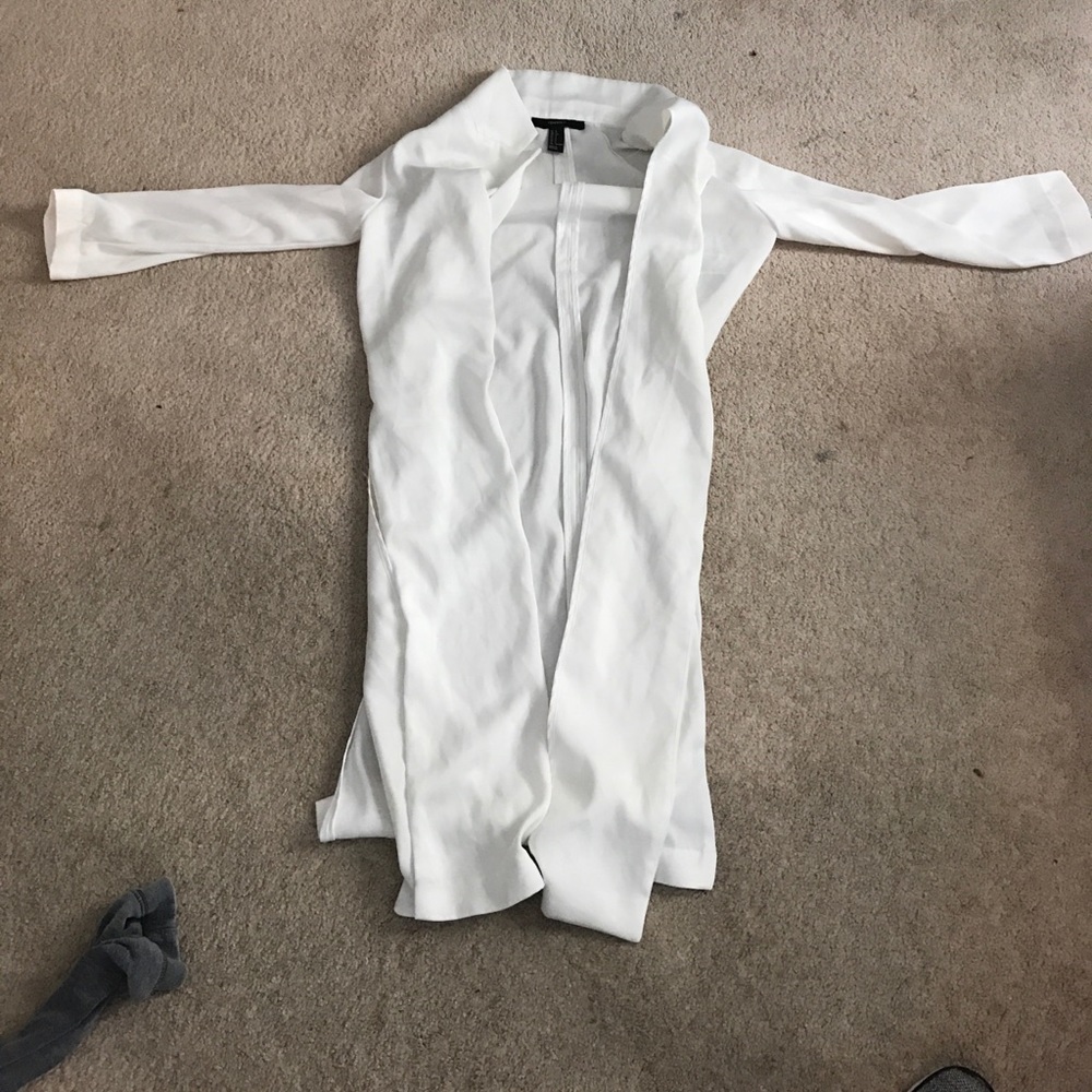 Forever 21 white side slit trench coat small